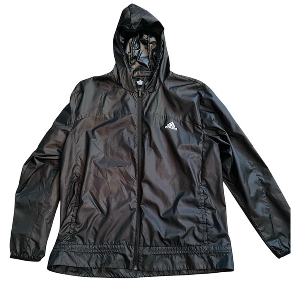 adidas Jackets & Blazers - Adidas Black Windbreaker Hooded Jacket Water-Resistant